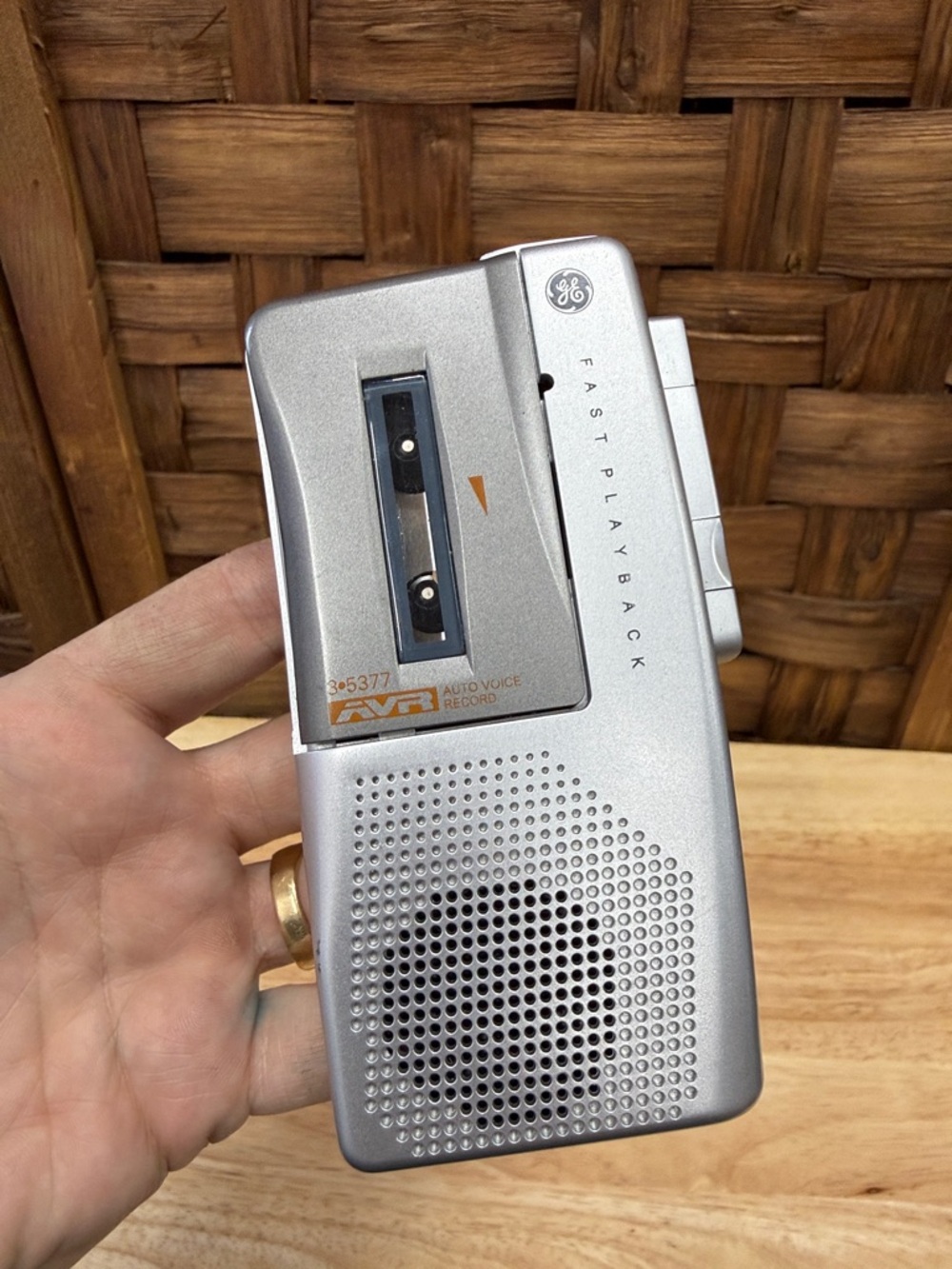 GE Silver Portable Microcassette Recorder — Fast Playback